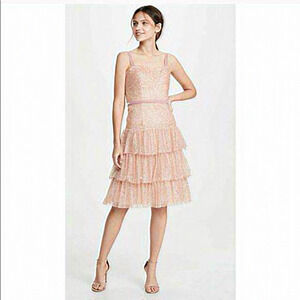 NWT Marchesa Notte Glitter Tulle Cocktail Dress Women Size 10